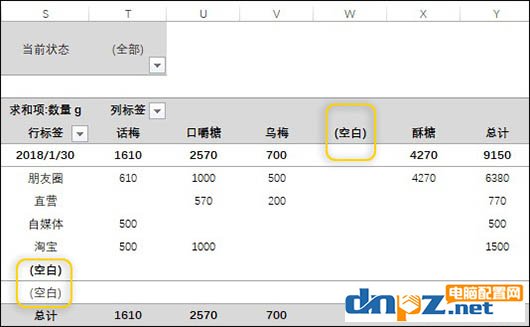 如何隐藏(不显示)EXCEL数据透视表中的(空白)