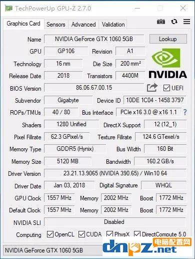 网吧吃鸡特供版 GTX1060 5G版显卡评测