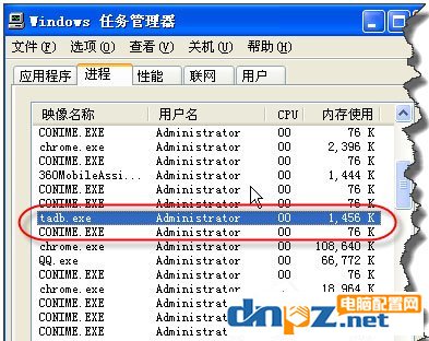 说明: WinXP系统怎么禁止tadb.exe自启动?