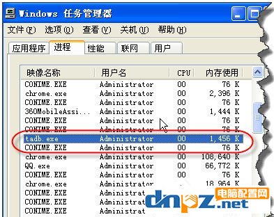 说明: WinXP系统怎么禁止tadb.exe自启动？